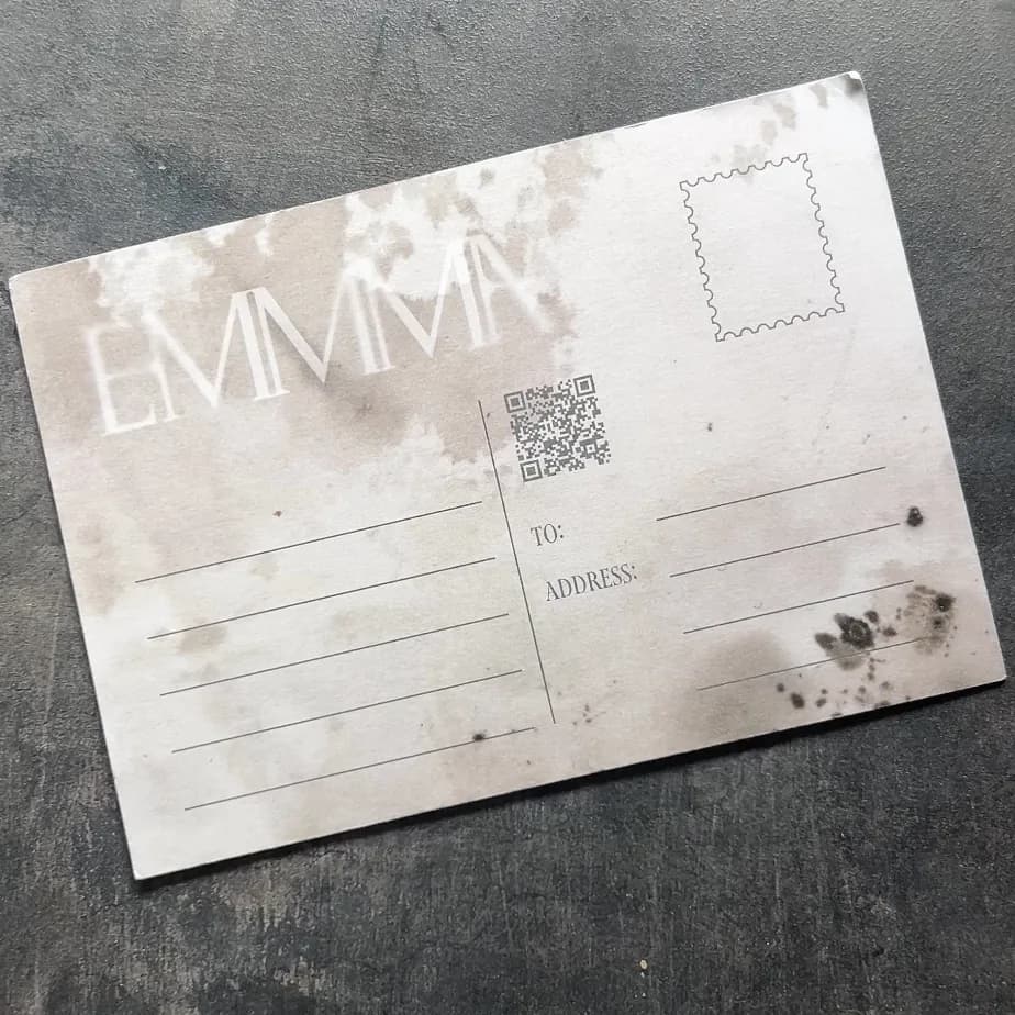 EMMMA hand-written postcards, free with Day 1's
