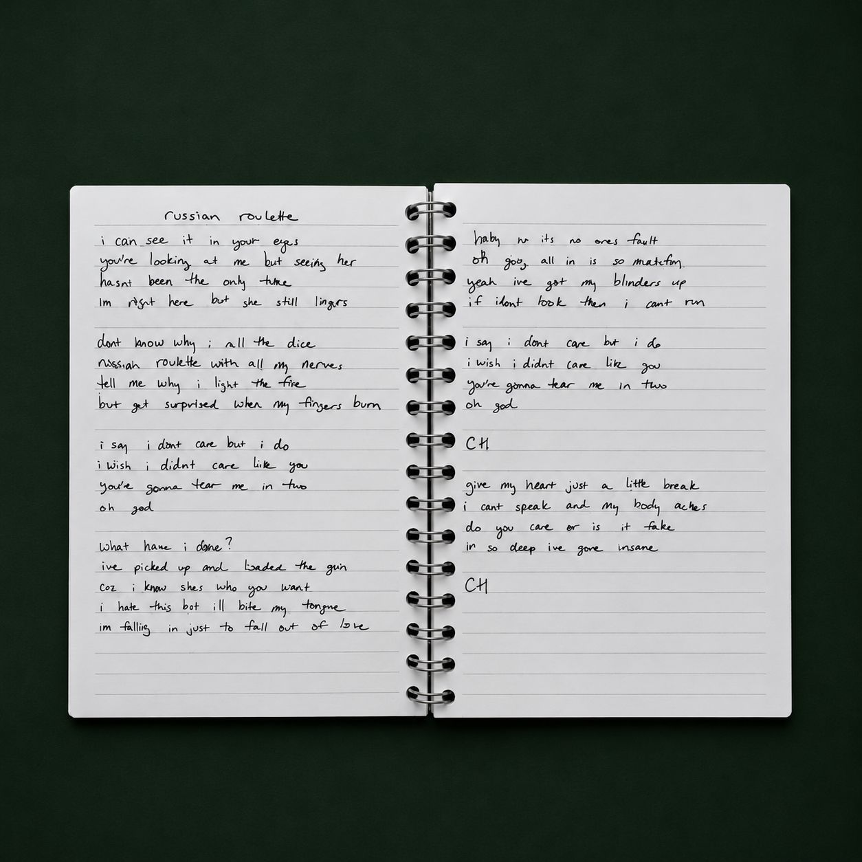 EMMMA signed lyric sheets